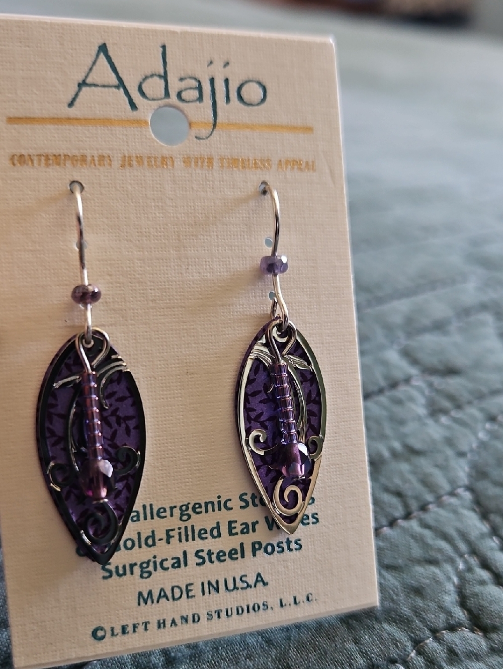 Purple Filigree Drop Earrings